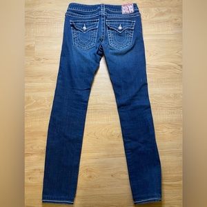 True Religion Dark Wash Mid Rise Skinny Jeans size 28